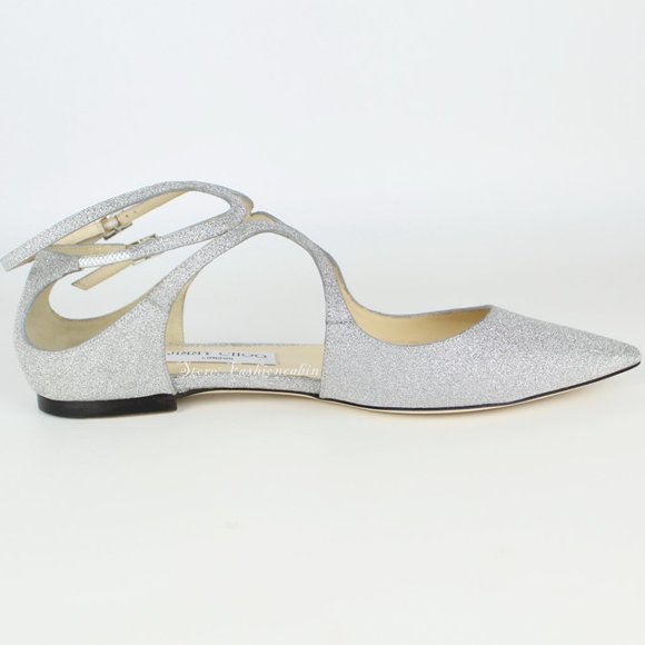 New JIMMY CHOO Leather Lancer Cutout Glittered Sandals - Picture 7 of 15